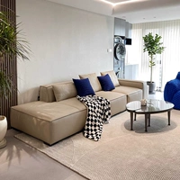 Nordic Light Luxury Block Block Living Room, Силиконовая кожа, комбинированная технология наложница Ткань простые кожаные кубики диван
