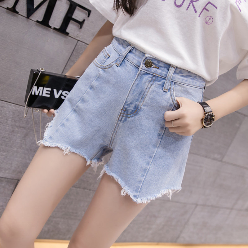 实拍937夏装新款韩版宽松学生百搭超短裤高腰牛仔短裤女夏热裤