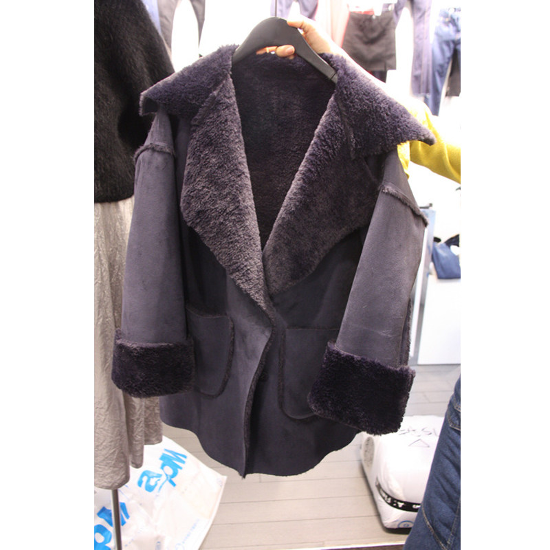 Chống mùa giải phóng mặt bằng áo len mùa đông mới của Hàn Quốc thời trang da lộn dày lamb fur coat loose ấm