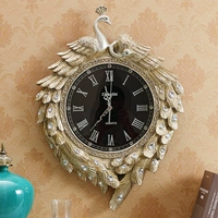 Ретро карманные часы для гостиной, креативное большое цифровое кварцевое украшение, европейский стиль, павлин