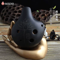 籁 籁 Ocarina sáu lỗ Alto C gốm đen lưỡi liềm 6 lỗ ac người mới bắt đầu chơi nhạc cụ sáo chữ miễn phí - Nhạc cụ dân tộc đàn tranh cổ trang