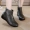 Giày da trung niên và da cũ dành cho nữ Giày bốt da nữ bình thường Giày đế bệt hoang dã mùa thu và mùa đông mới cộng với đôi giày nhung chống trượt giày bốt nữ