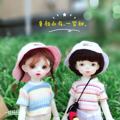 taobao agent Spot over 68 free shipping 3 color short -sleeved T -shirt stripes 6/1 points BJD doll clothes daily wear short top