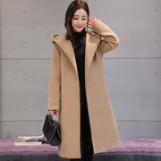 Eo áo len nữ phần dài Hàn Quốc Nizi sinh viên mùa thu và mùa đông mô hình với trùm đầu hoang dã 2017 new coat mùa đông