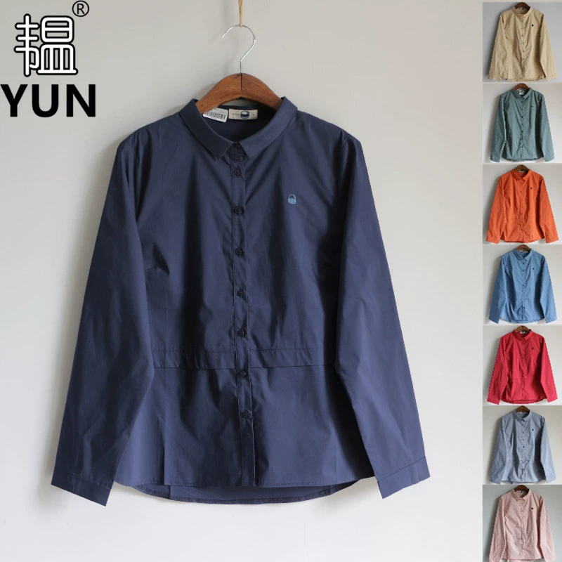 YUN Yun 2021 sản phẩm mới mùa xuân dành cho phụ nữ Áo cánh dài tay cổ POLO, áo khoác cotton mỏng kết hợp tất cả các loại vải nữ 1192 - Áo sơ mi