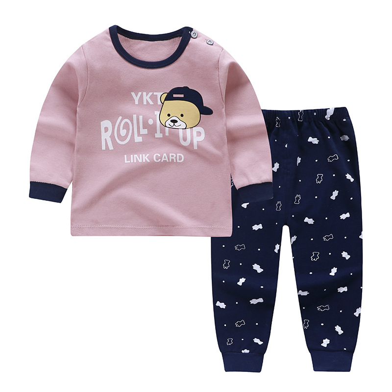 Greychildren Autumn clothes suit pure cotton Spring and Autumn Children's wear men and women baby Children Autumn clothes Autumn trousers baby pajamas leisure wear