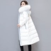 Chống mùa giải phóng mặt bằng trắng xuống áo khoác nữ phần dài Hàn Quốc trên đầu gối dày Slim trùm đầu lớn cổ áo lông thú thủy triều Xuống áo khoác