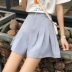 Phiên bản Hàn Quốc của quần cec nữ mùa hè mới 2019 sinh viên in màu rắn eo cao quần lọt khe quần lửng ống rộng chân váy - Quần short Quần short