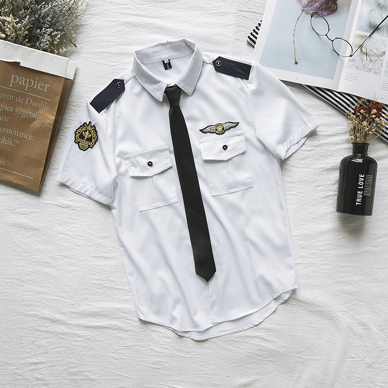 海军男士短袖衬衫 男夜店发型师衬衣制服a449-1.009p30