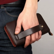Túi xách mới của nam giới ly hợp kinh doanh túi đơn giản dây kéo dài ví mềm da công suất lớn tay túi người đàn ông túi