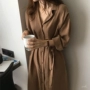 Mùa thu 2018 mới của Hàn Quốc phiên bản của Hồng Kông hương vị chic loose coat với eo phần mỏng áo gió áo khoác nữ phần dài áo khoác bomber nữ