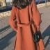 Chống mùa giải phóng mặt bằng đôi phải đối mặt với cashmere mùa đông áo len nữ phần dài Hàn Quốc phiên bản của Hepburn gió Sen áo len sơn áo dạ nữ Áo len lót đôi