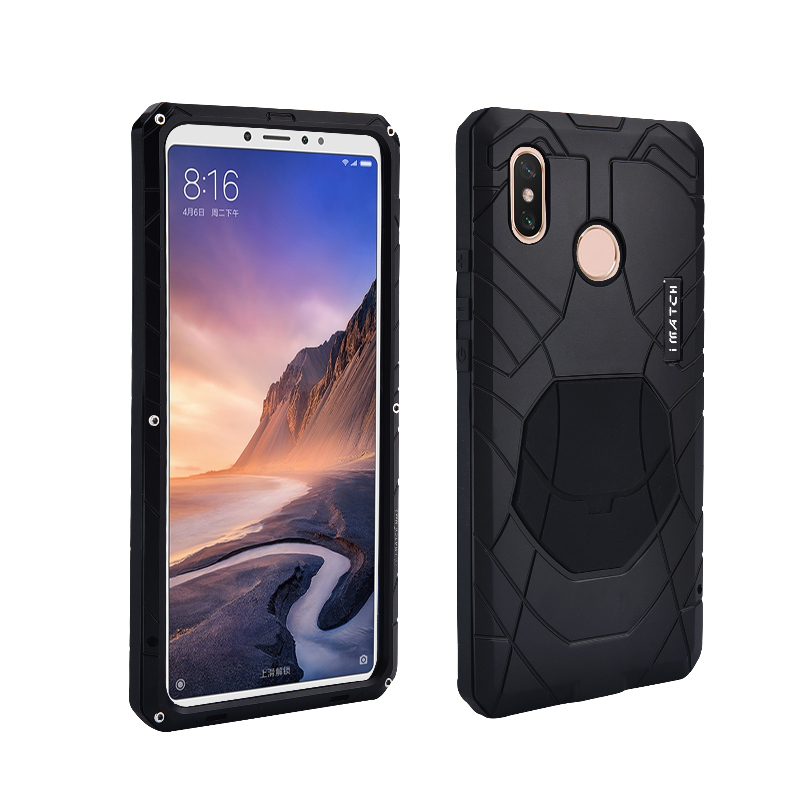 iMatch Water Resistant Shockproof Dust/Dirt/Snow-Proof Aluminum Metal Military Heavy Duty Armor Protection Case Cover for Xiaomi Mi Max 3