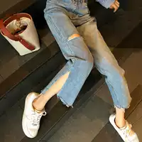 Джинсы, весенние штаны, высокая талия, в корейском стиле, коллекция 2021, свободный крой