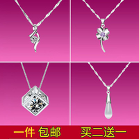 Free shipping 925 silver necklace women's pendant short Japanese and Korean simple crystal necklace cat's eye clavicle chain silver jewelry