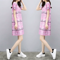 Летняя юбка, шифоновое платье, сезон 2021, в корейском стиле, шифоновая с принтом, свободный прямой крой