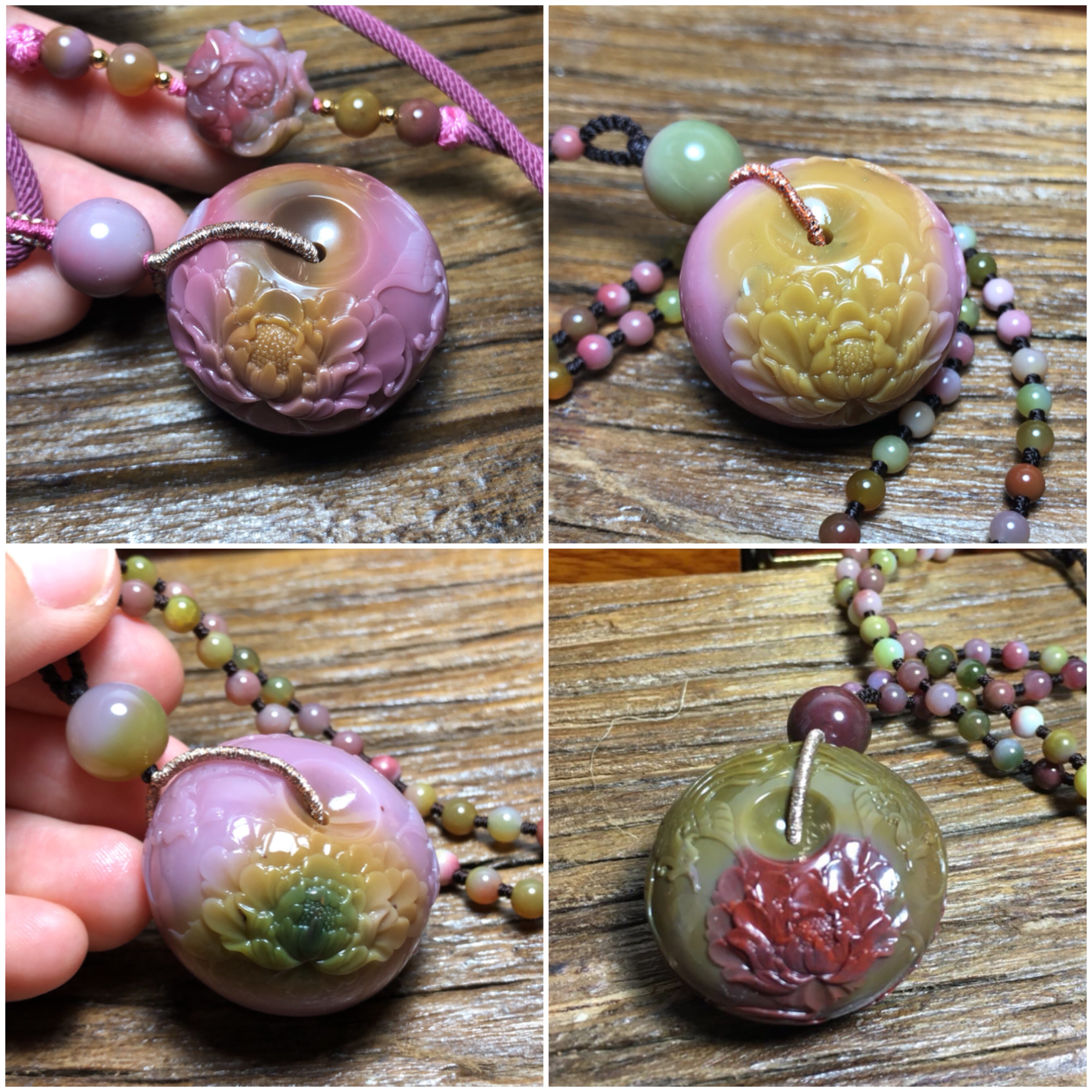 小筑家盐源玛瑙牡丹花平安扣南红玛瑙平安扣盐源吊坠雕件