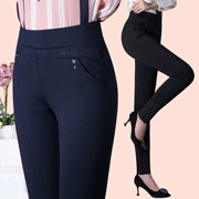 Cộng với nhung dày mùa thu và mùa đông mặc quần legging Mẹ trung niên quần tải cao eo cao co giãn trung niên quần nữ chân quần