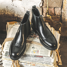 Челси сапоги 布洛克切尔西靴男马丁靴英伦短靴商务正装高帮皮鞋皮靴子中邦男鞋