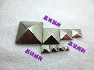 Silver Square Metal Accessory, Pyramid, Handmade, Punk Style