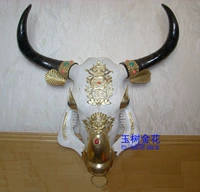Цинхай-тибетская характеристика як-черепа инкрустация медных ремесленных стен, угловой расстояние 60-70 см