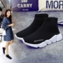 2018 mùa xuân mới vớ đàn hồi giày nữ Hàn Quốc phiên bản của ulzzang triều vớ hoang dã khởi động cao để giúp giày thể thao giày của phụ nữ giày boot nữ xịn