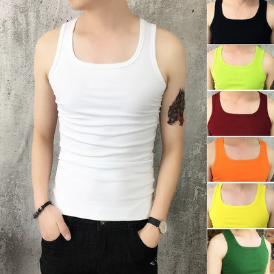 Mùa hè thủy triều của nam giới stretch Slim vest nam Hàn Quốc phiên bản của chặt chẽ-fitting solid color I-bông thanh niên thể thao mồ hôi vest áo 3 lỗ Lót