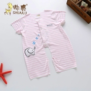 Đẹp trai hươu mới quần áo mùa hè bé trẻ em siêu mỏng miễn phí cắt không xương ngắn tay jumpsuit quần áo trẻ em romper