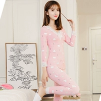 Qiuyi Qiuku cô gái phù hợp với áo len cotton mùa đông bó sát phần mỏng cộng với đồ lót nhung nhiệt sinh viên hai mảnh bộ đồ mặc nhà