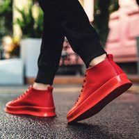 Giày nam màu đỏ giày thủy triều mùa xuân vô hình chiều cao tăng giày của nam giới dày dưới cao để giúp giày của nam giới Zhongbang nhỏ màu đỏ giày giày the thao nam nike