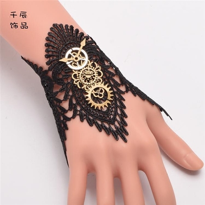 taobao agent Accessory, black short watch, bracelet, punk style, Lolita style, floral print