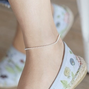 Phiên bản tiếng Hàn của vòng chân mới S925 vòng chân bạc hoang dã chuỗi hạt trần nguyên chất chuỗi vòng chân đơn giản vòng chân vòng chân - Vòng chân