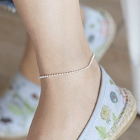 Phiên bản tiếng Hàn của vòng chân mới S925 vòng chân bạc hoang dã chuỗi hạt trần nguyên chất chuỗi vòng chân đơn giản vòng chân vòng chân - Vòng chân vòng đeo chân