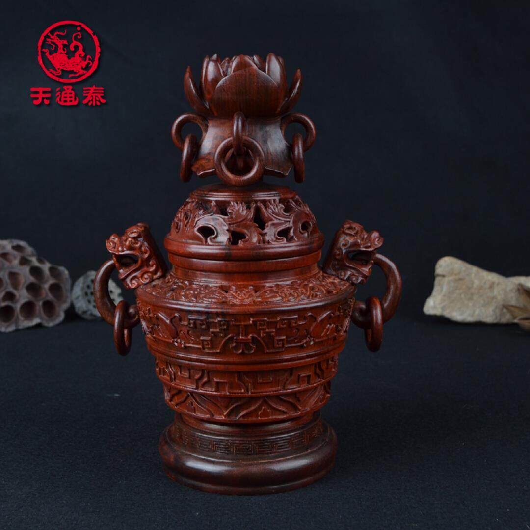 實木雕刻小兔子十二生肖招財風水幸運兔紅木質實木花梨動物擺件