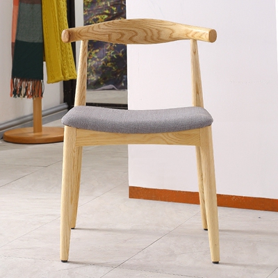 北欧宜家实木牛角椅现代简约咖啡厅休闲椅家用电脑椅书桌椅靠背椅