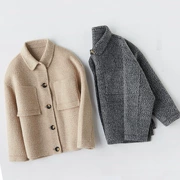 2019 phụ nữ áo khoác cashmere hai mặt mới Angora làm bằng tay áo len ngắn - Áo len lót đôi
