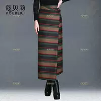 Tide thương hiệu túi hông váy mùa đông nữ sọc dày len dài bất thường một bước mùa đông váy dài quốc phục - Trang phục dân tộc đồ dân tộc