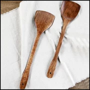 Xẻng gỗ dài tay cầm không dính chảo đặc biệt nấu ăn xẻng nhà chịu nhiệt bằng gỗ thìa bếp đặt thìa gỗ nhỏ - Phòng bếp