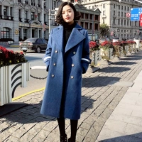 Áo hai dây nữ dài 2018 mùa thu đông mới Áo len mới phiên bản Hàn Quốc của áo len gió retro Hepburn áo khoác len nữ