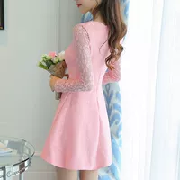 Весеннее летнее кружевное платье, юбка, коллекция 2021, в корейском стиле, подходит для подростков, длинный рукав