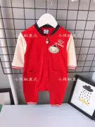 Trang phục trẻ em Hàn Quốc 18 mùa thu mới pro-boy baby cotton màu đỏ jumpsuit sneakers