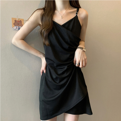 taobao agent Black summer dress, mini-skirt, plus size, bright catchy style, fitted