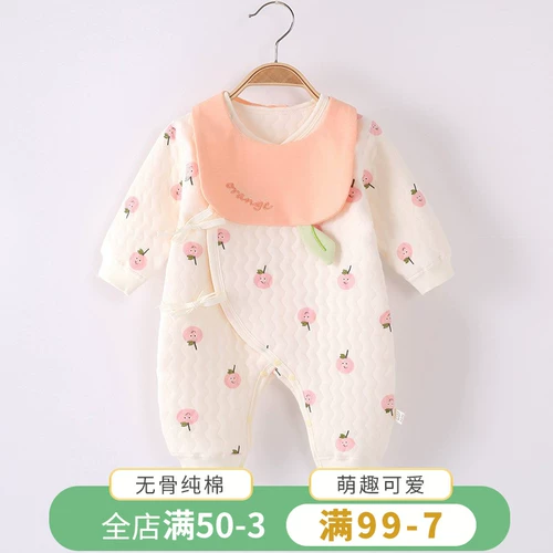 Детская удерживающая тепло хлопковая осенняя пижама для новорожденных, стеганое боди, одежда