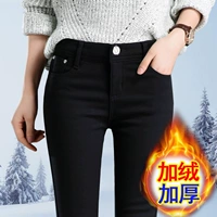 Флисовые джинсы с начесом, демисезонные утепленные бархатные штаны, в корейском стиле, по фигуре