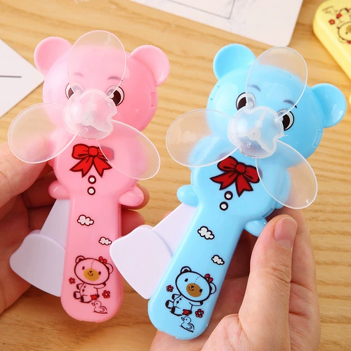 Милый портативный маленький мультяшный вентилятор для школьников, с медвежатами, начальная и средняя школа