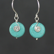 Серьги 素元 精致绿松石耳环女s990银防过敏 原创个性手工首饰订制店铺