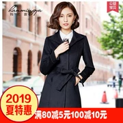 Han Yuya 2018 thu đông mới dành cho nữ chuyên nghiệp ve áo rộng thanh lịch Áo khoác len dài mỏng - Áo khoác dài