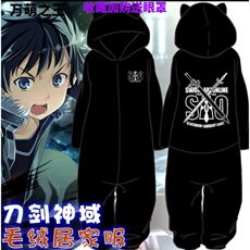 Аниме футболки/шляпы/одежда 神域刀剑桐人长袖连体睡衣二次元套装动漫周边秋冬情侣家居服