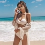 2019 bikini trắng ba điểm chia áo tắm nữ kích thước ngực tập hợp cà vạt gợi cảm dài đoạn hoang dã - Bikinis đồ bơi nữ