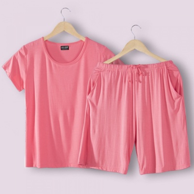 zz2套装夏季莫代尔家居服女睡衣短裤短袖女加肥加大宽松家居套装